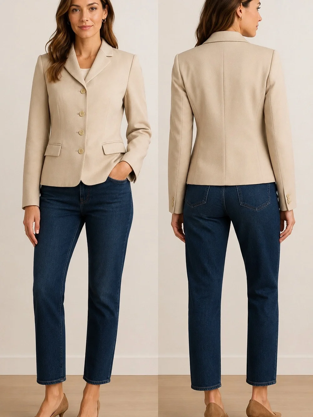 J.Crew Beige 4 Button Tailored Blazer Estimated Size 0-2